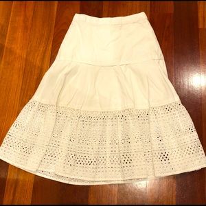 J Crew Point Sur white eyelet maxi skirt size 0